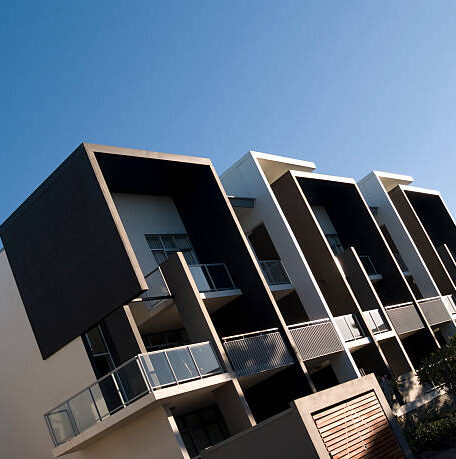 Block of modern apartments with bold and funky design
